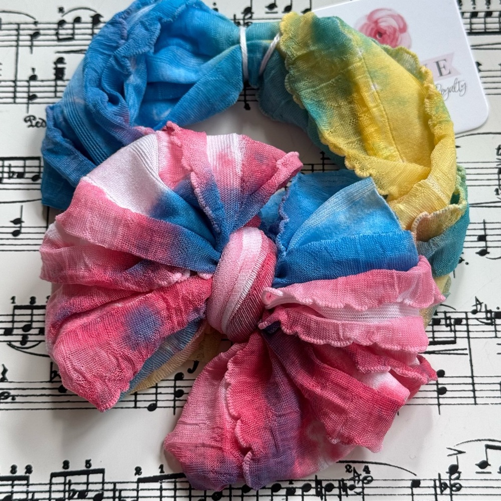 Tie Dye Ruffled Headband newborn up to 4/5 years